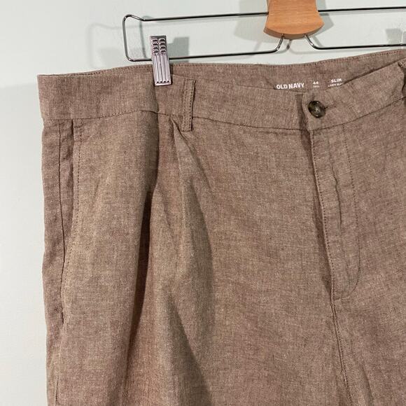 Old Navy Men Brown Linen Blend Slim Fit Short Size 44 Tall NWT - Picture 2 of 8